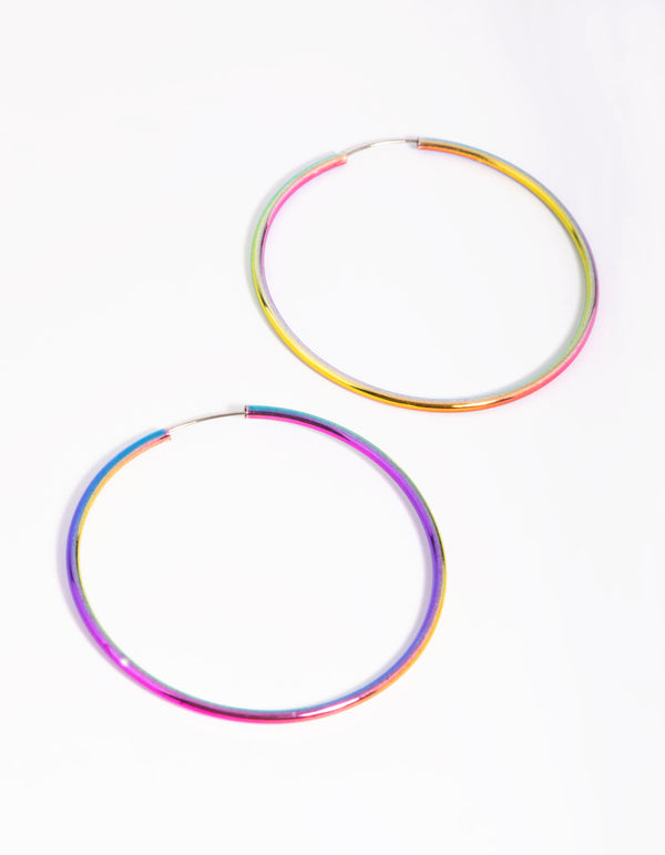 90s Rainbow Hoop Earrings