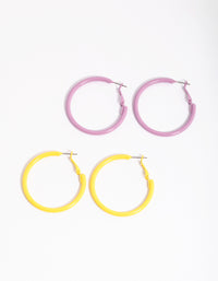 90s Matte Yellow Hoop Earring Set - link has visual effect only