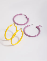 90s Matte Yellow Hoop Earring Set - link has visual effect only