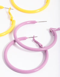 90s Matte Yellow Hoop Earring Set - link has visual effect only