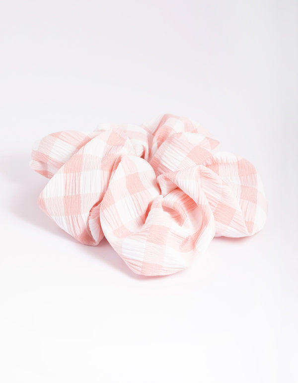 Blush & White Check Scrunchie