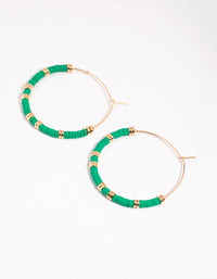 Green Chip Bead Hoop Earrings - link has visual effect only