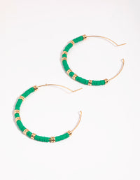 Green Chip Bead Hoop Earrings - link has visual effect only