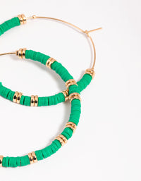 Green Chip Bead Hoop Earrings - link has visual effect only