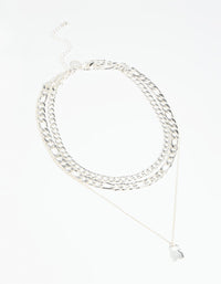 Silver Padlock Layered Necklace - link has visual effect only