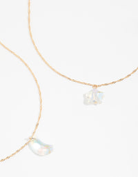 Gold Celestial Iridescent Necklace Set - link has visual effect only