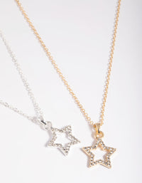 Mixed Metal Star Necklace Set - link has visual effect only