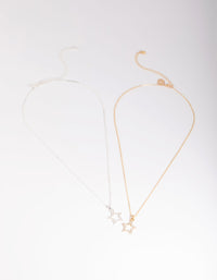 Mixed Metal Star Necklace Set - link has visual effect only