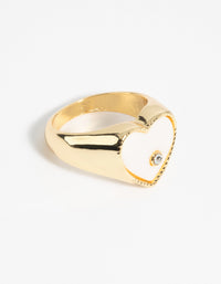 Mother of Pearl Heart Signet Ring - link has visual effect only