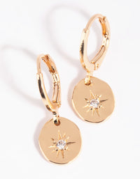 Gold Star Charm Huggie Hoop Earrings - link has visual effect only