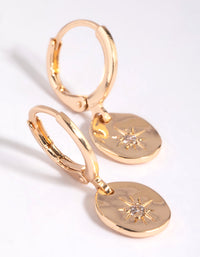 Gold Star Charm Huggie Hoop Earrings - link has visual effect only