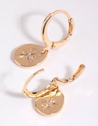 Gold Star Charm Huggie Hoop Earrings - link has visual effect only