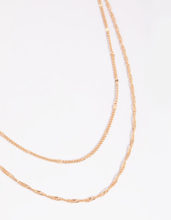 Gold Classic Diamante Layered Chain - Lovisa