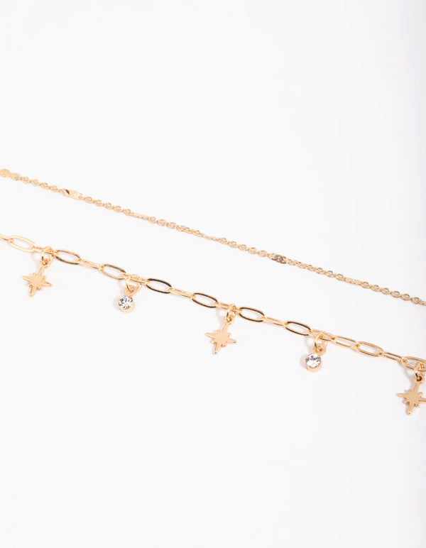 Gold Celestial Diamante Anklet Set