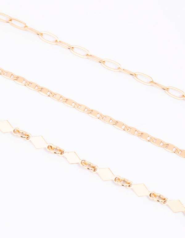 Gold Diamond Shaped Anklet Pack