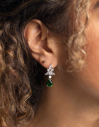 Diamond Simulant Emerald Teardrop Earrings - link has visual effect only