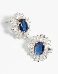 Diamond Simulant Sapphire Vintage Stud Earrings - link has visual effect only