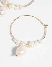 Gold Plated Freshwater Pearl Hoop Earrings - link has visual effect only