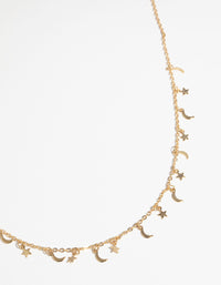 Gold Plated Star & Moon Necklace - link has visual effect only