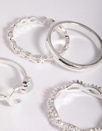 Silver Plated Moonstone Ring 4-Pack - link has visual effect only