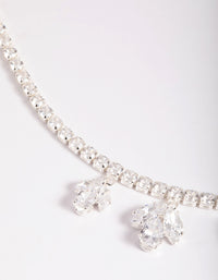 Silver Cubic Zirconia Marquise Statement Necklace & Earrings Set - link has visual effect only