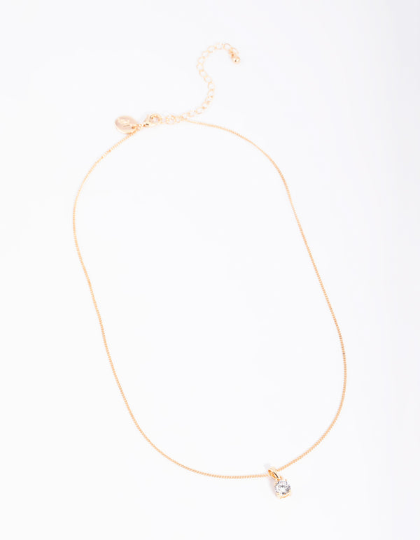 Gold Round Cubic Zirconia Necklace - Lovisa