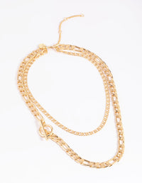 Gold Plated Fob Chain Layered Necklace - link has visual effect only