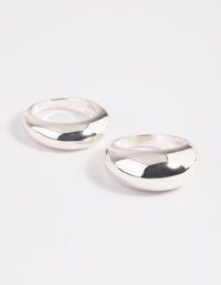 Silver Plated Small & Big Dome Ring Set - link has visual effect only