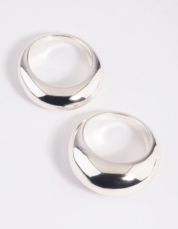 Silver Plated Small & Big Dome Ring Set