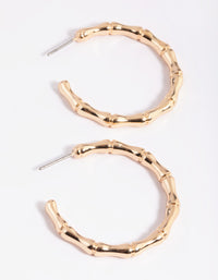 Gold Bamboo Detail Hoop Earrings - link has visual effect only