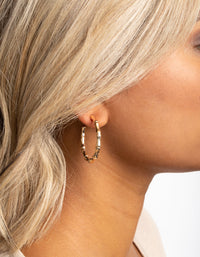 Gold Bamboo Detail Hoop Earrings - link has visual effect only