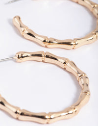 Gold Bamboo Detail Hoop Earrings - link has visual effect only