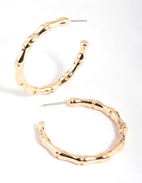 Gold Bamboo Detail Hoop Earrings - link has visual effect only