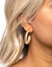 Gold Textured Hoop Earrings - link has visual effect only