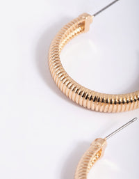 Gold Textured Hoop Earrings - link has visual effect only