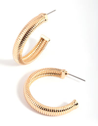 Gold Textured Hoop Earrings - link has visual effect only