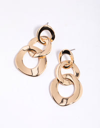 Gold Linked Loop Drop Earrings - link has visual effect only