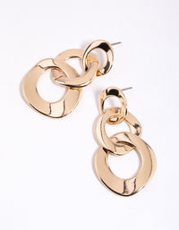 Gold Linked Loop Drop Earrings - link has visual effect only