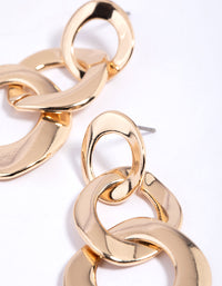 Gold Linked Loop Drop Earrings - link has visual effect only