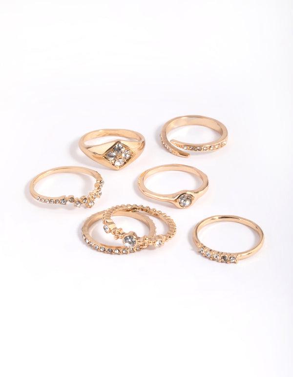 Gold Sparkly Ring Stack Pack