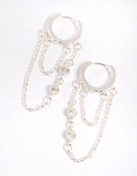 Silver Plated Diamante Huggie Hoop Earrings - link has visual effect only