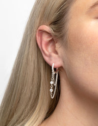 Silver Plated Diamante Huggie Hoop Earrings - link has visual effect only