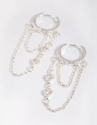 Silver Plated Diamante Huggie Hoop Earrings - link has visual effect only