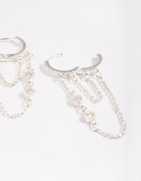 Silver Plated Diamante Huggie Hoop Earrings - link has visual effect only