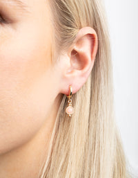 Pink Rose Quartz Huggie Hoop Earrings - link has visual effect only