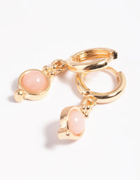 Pink Rose Quartz Huggie Hoop Earrings - link has visual effect only