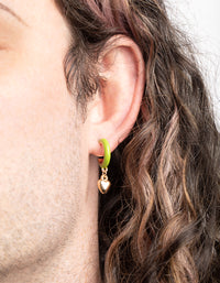 Green Heart Huggie Hoop Earrings - link has visual effect only