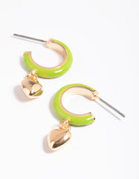 Green Heart Huggie Hoop Earrings - link has visual effect only