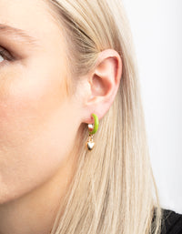 Green Heart Huggie Hoop Earrings - link has visual effect only