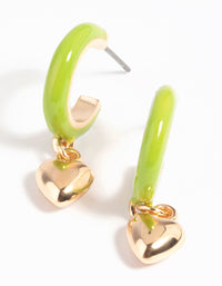 Green Heart Huggie Hoop Earrings - link has visual effect only